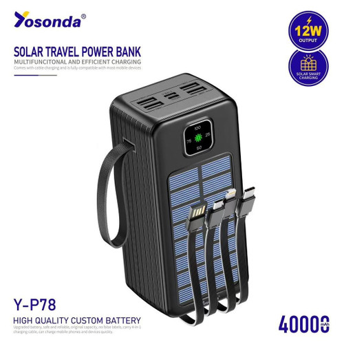 پاور بانک 40هزارمیلی آمپر.سولار yosondaمدل Y-P75